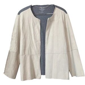 Majestic Filatures Deluxe Washable Leather Cotton Jacket Beige Gray Size 3 M/L